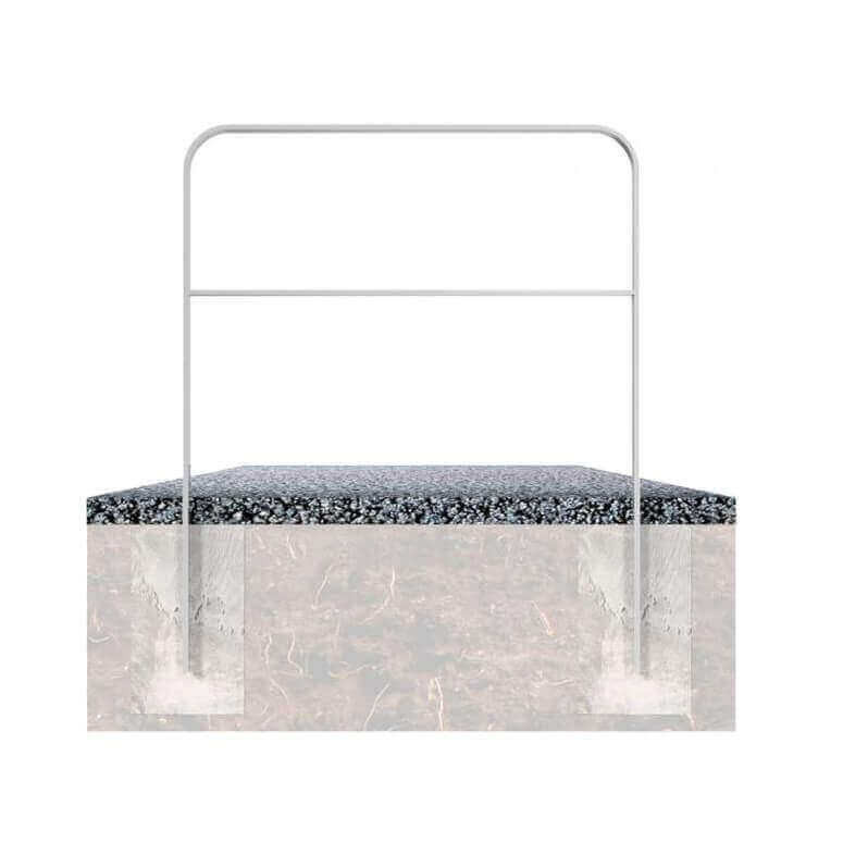 Anlehnbügel aus Flachstahl 80 x 12 mm mit Querholm – in gebogener Ausführung zum einbetonieren