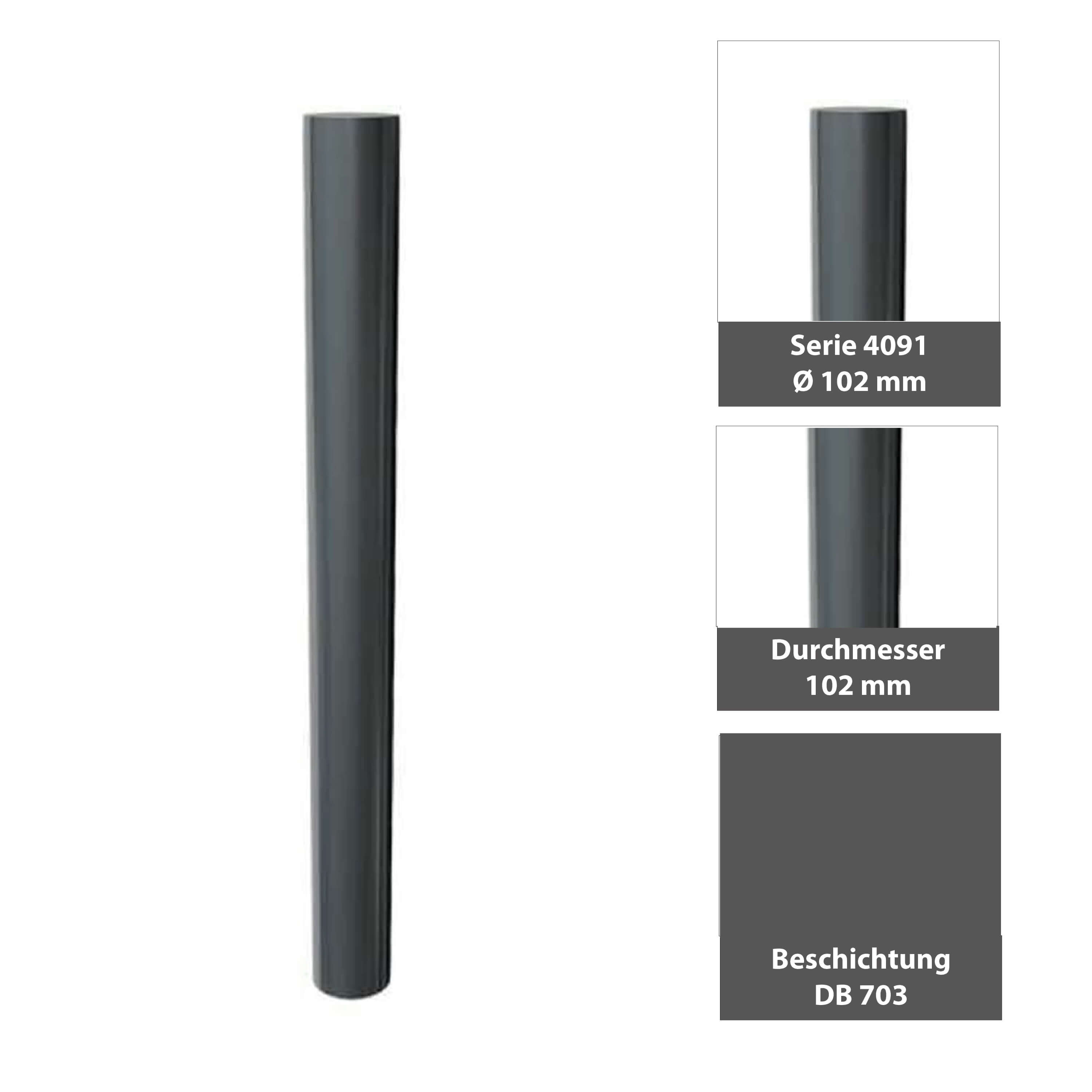 Absperr-Stilpfosten Ø 102 mm Serie 4091 mit Flachkopf ortsfest zum einbetonieren