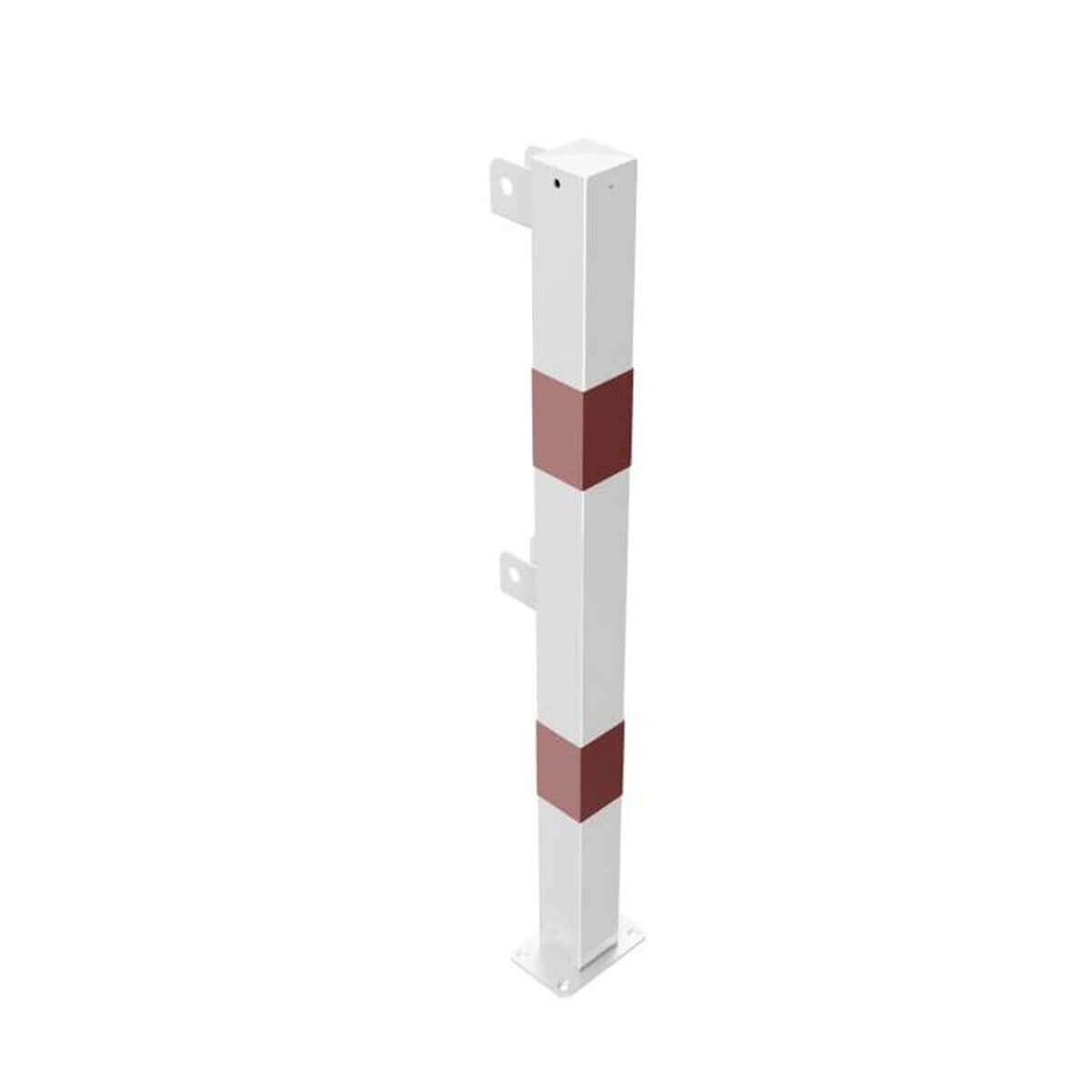 Schutzgeländer Endpfosten 70 x 70 mm für Dübelbefestigung für Ober- und Querholm weiß rot