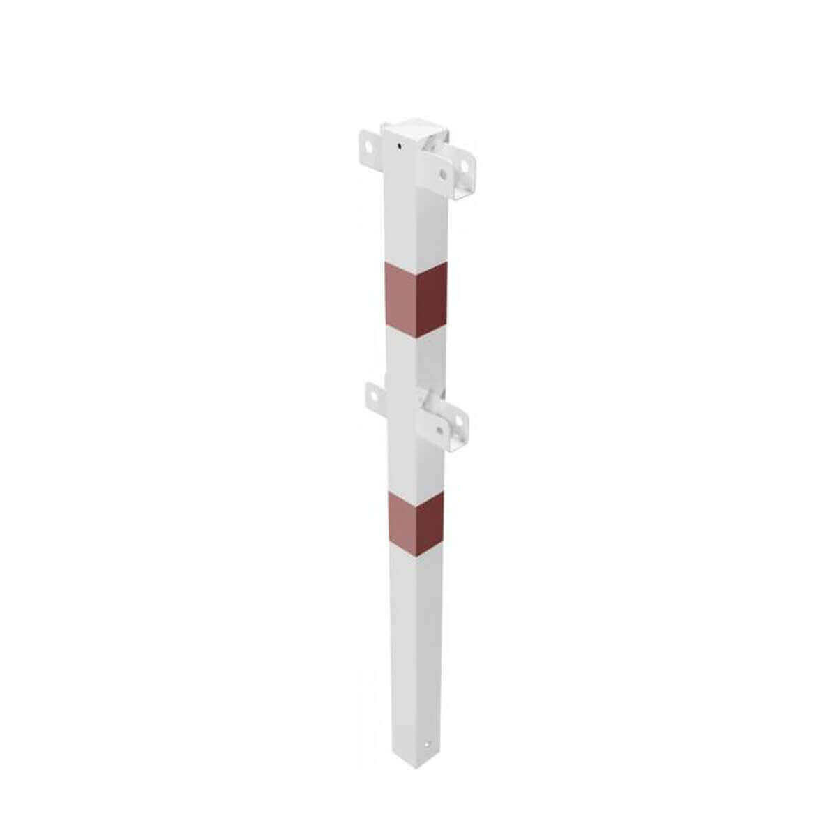 Schutzgeländer Mittelpfosten 70 x 70 mm zum einbetonieren für Ober- und Querholm weiß rot