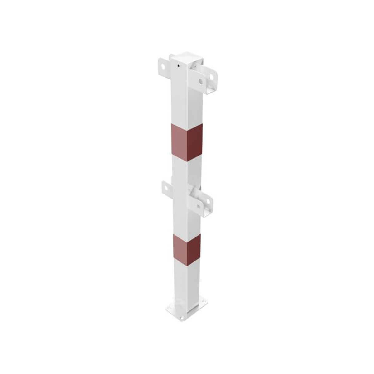 Schutzgeländer Mittelpfosten 70 x 70 mm für Dübelbefestigung für Ober- und Querholm weiß rot