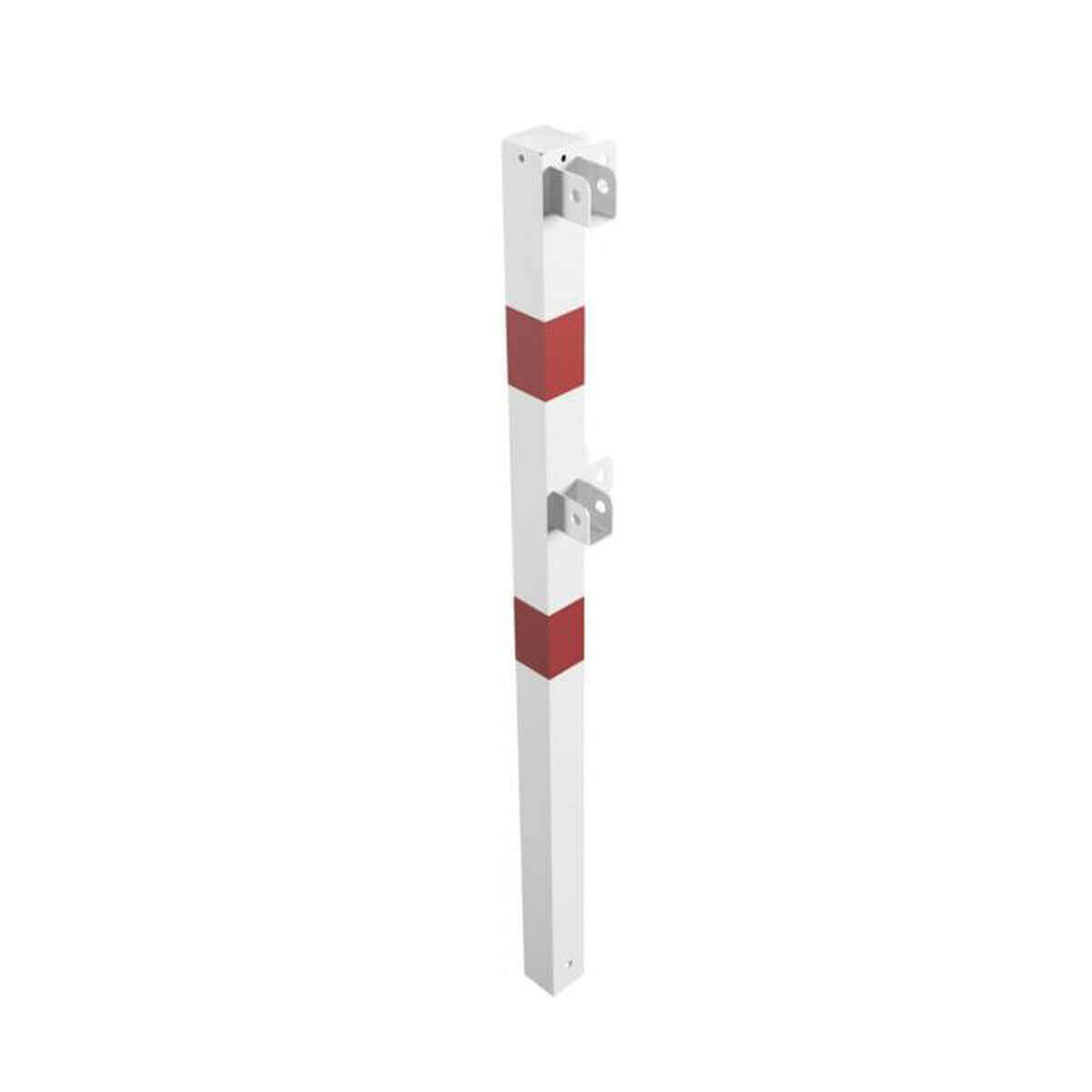 Schutzgeländer Eckpfosten 70 x 70 mm zum einbetonieren für Ober- und Querholm weiß rot