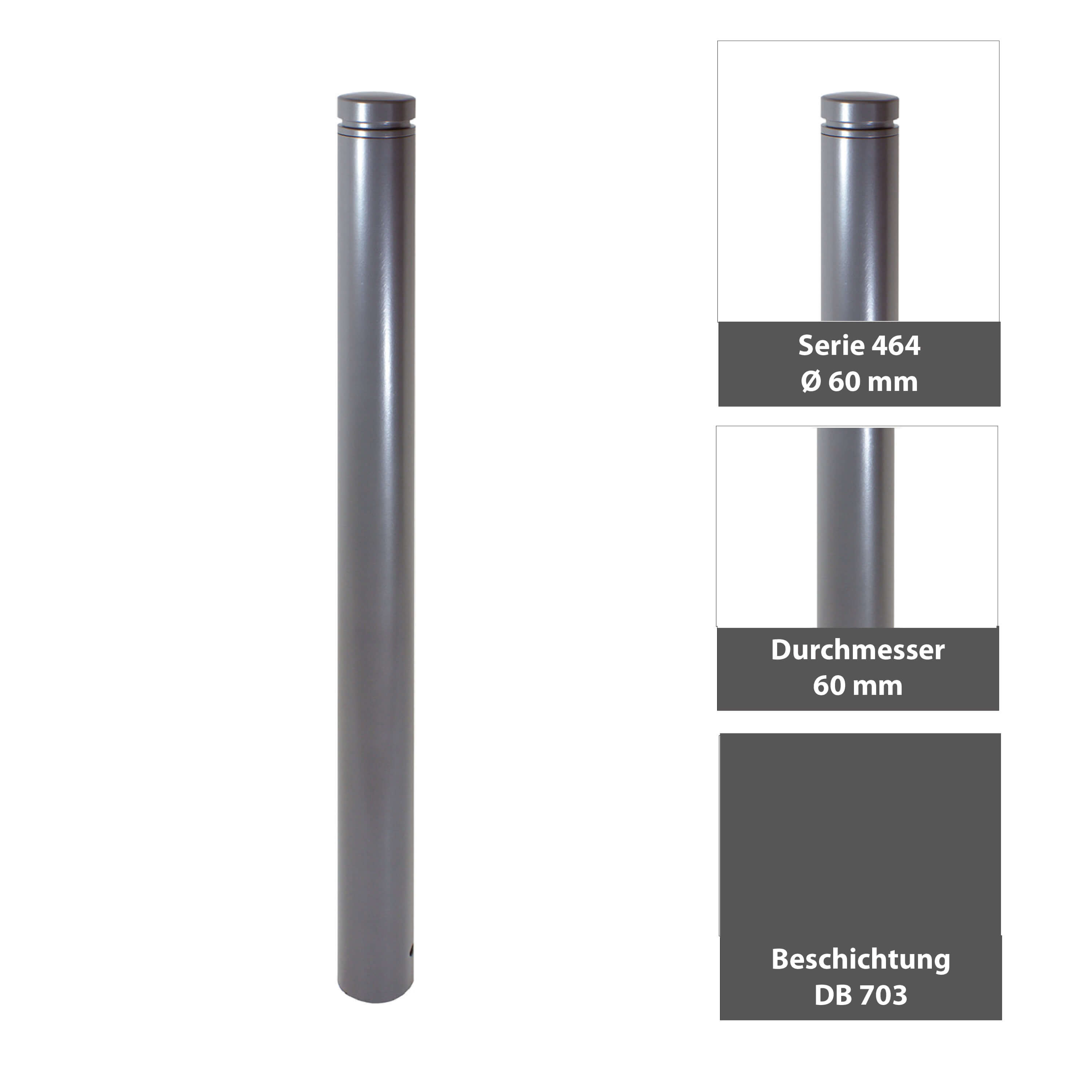 Absperr-Stilpfosten Ø 60 mm Serie 464 ortsfest zum einbetonieren