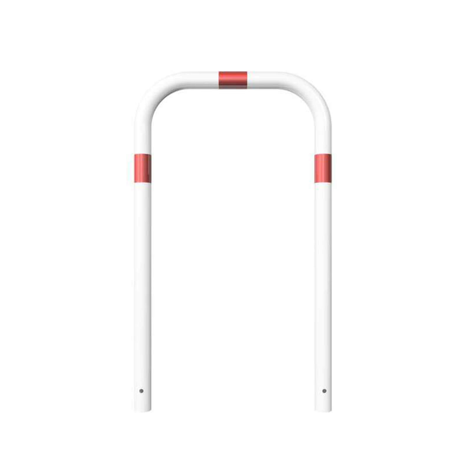 Rohrbügel aus Stahlrohr Ø 60 x 2,5 mm-weiß besch. / rote Streifen-1200 mm-700 mm