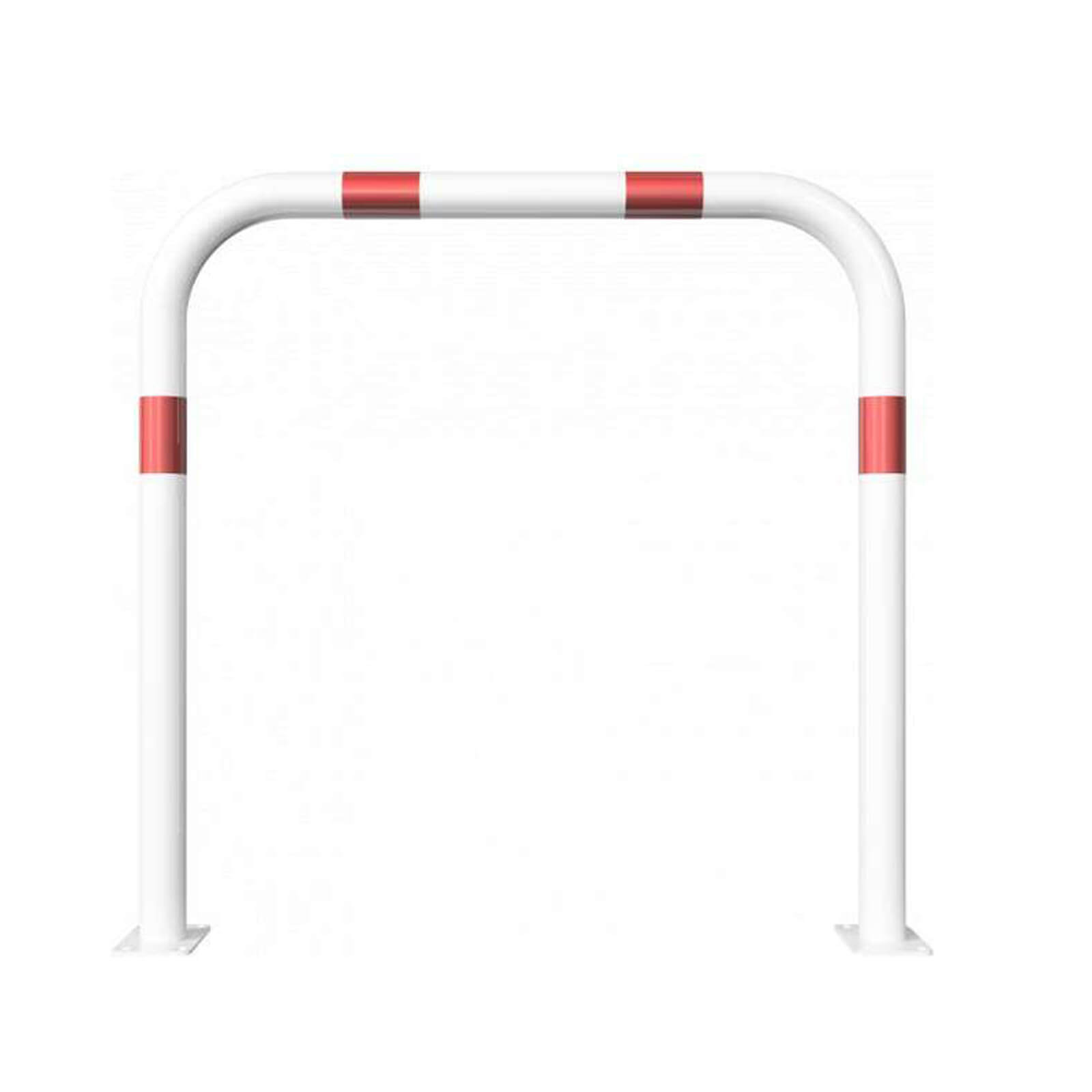 Rohrbügel aus Stahlrohr Ø 60 x 2,5 mm-weiß besch. / rote Streifen-1000 mm-1000 mm-für Dübelbefestigung