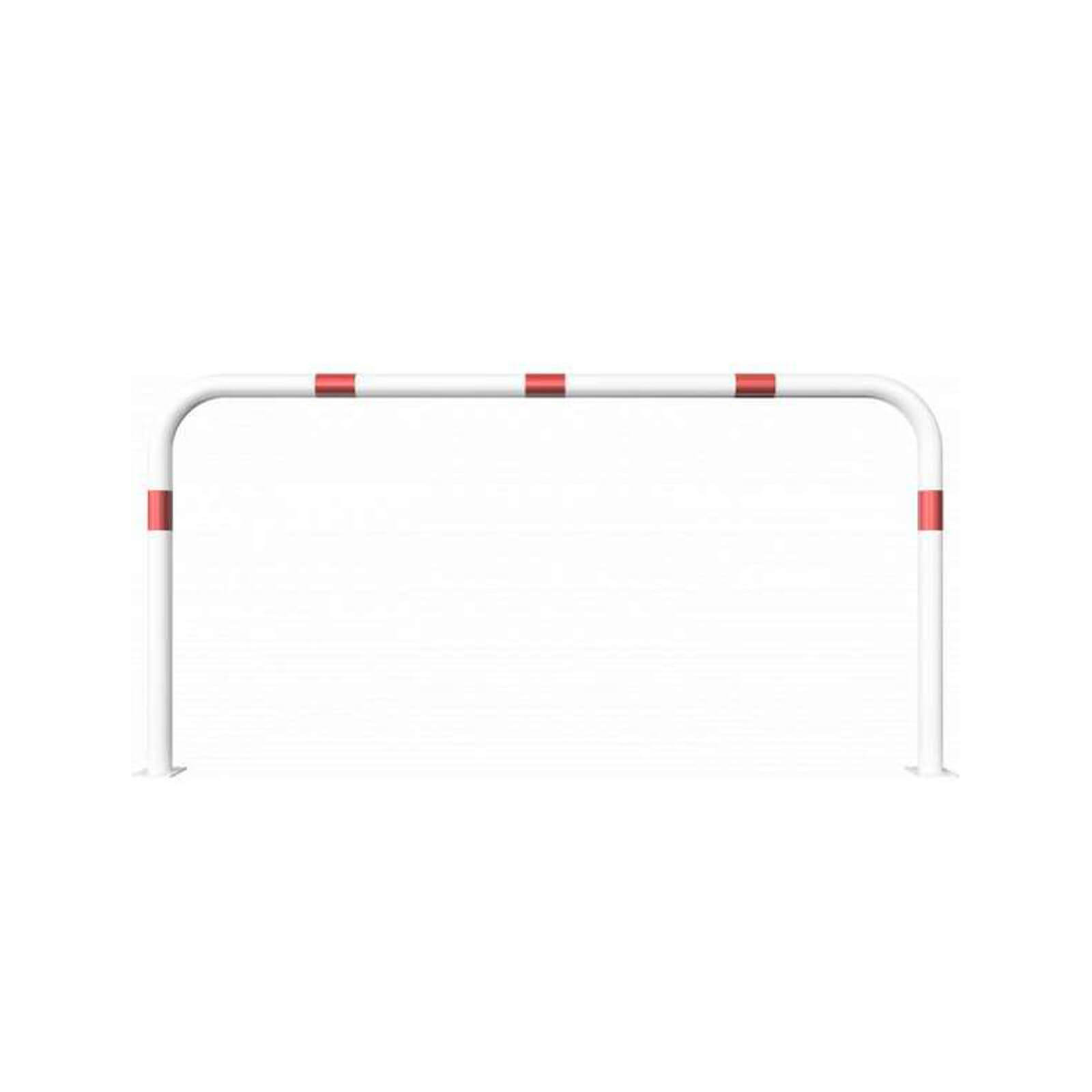 Rohrbügel aus Stahlrohr Ø 60 x 2,5 mm-weiß besch. / rote Streifen-1000 mm-2000 mm-für Dübelbefestigung