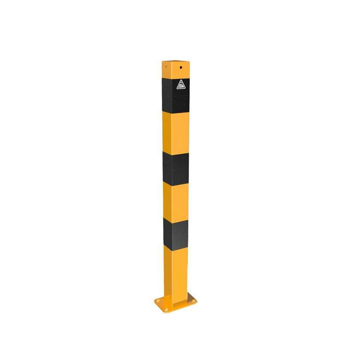 Absperrpfosten 70 x 70 mm Stahlrohr für Dübelbefestigung gelb / schwarz