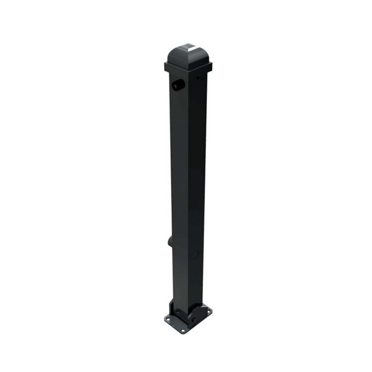 Stilpoller 70 x 70 mm Serie 473 mit Zierkopf und Zierring umlegbar mit Dreikantverschluss für Dübelbefestigung