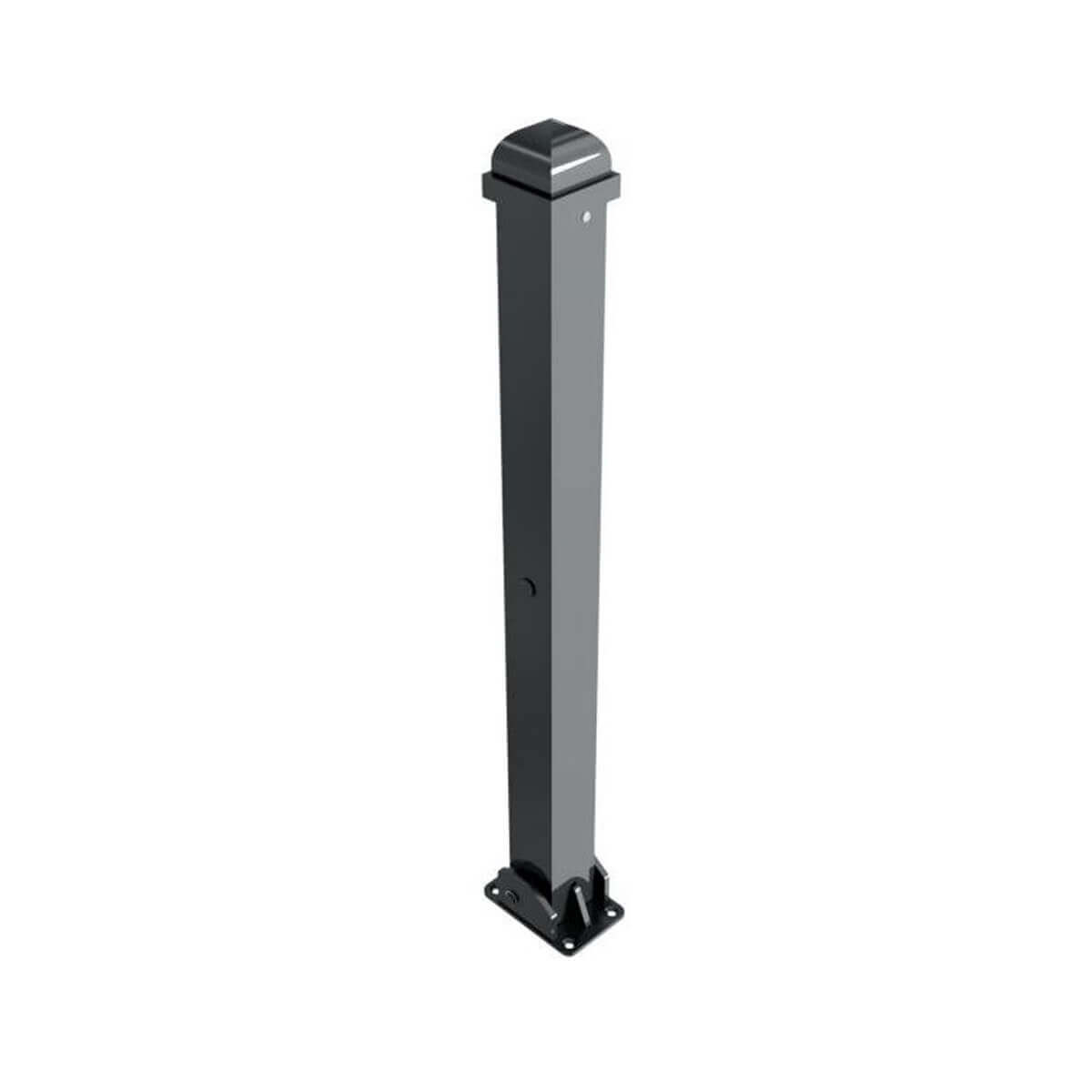 Stilpoller 70 x 70 mm Serie 473 mit Zierkopf und Zierring umlegbar mit Profilzylinderschloss für Dübelbefestigung 