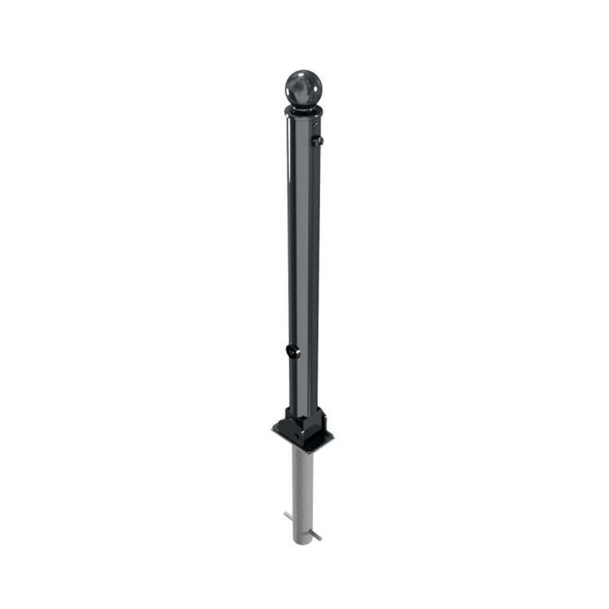 Absperr-Stilpfosten Ø 76 mm Serie 474 umlegbar mit Dreikantverschluss zum einbetonieren