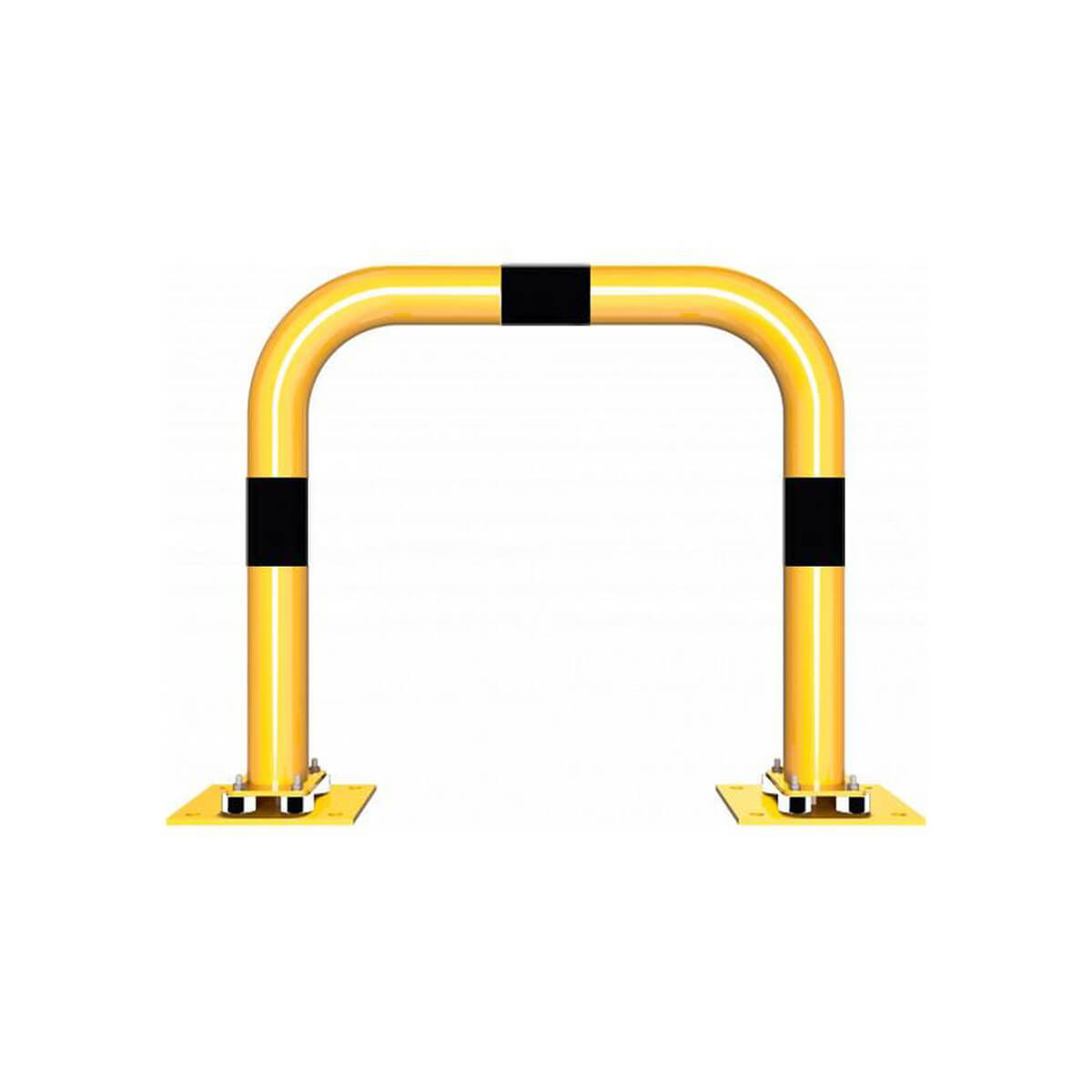 Rammschutzbügel elastisch, neigbar Ø 76 mm Stahlrohr für Dübelbefestigung gelb / schwarz B 750 mm H 650 mm