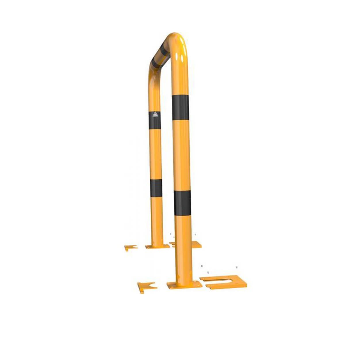 Rammschutzbügel abnehmbar Ø 76 mm Stahlrohr für Dübelbefestigung gelb / schwarz B 1000 mm H 650 mm