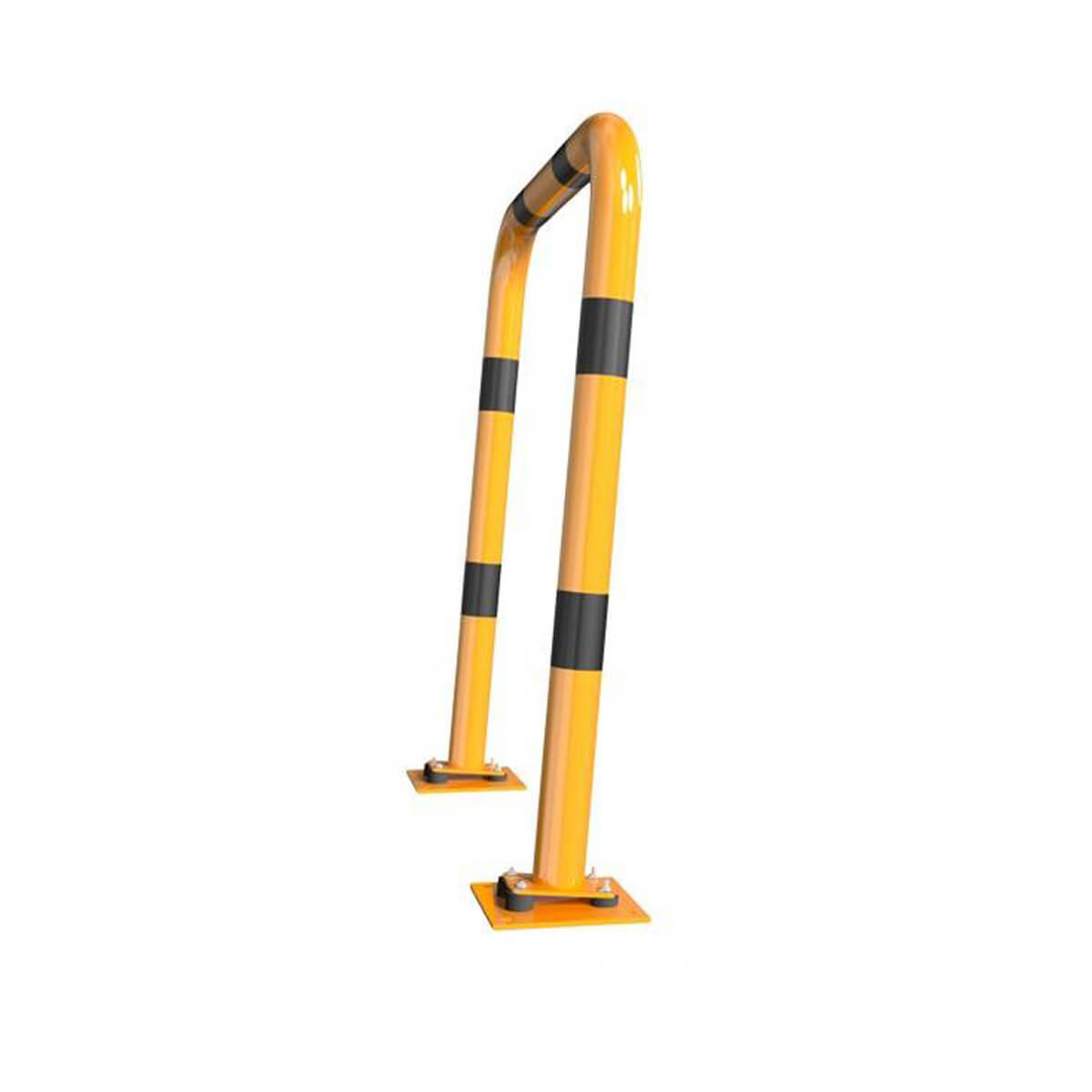 Rammschutzbügel elastisch, neigbar Ø 76 mm Stahlrohr für Dübelbefestigung gelb / schwarz B 1000 mm H 650 mm