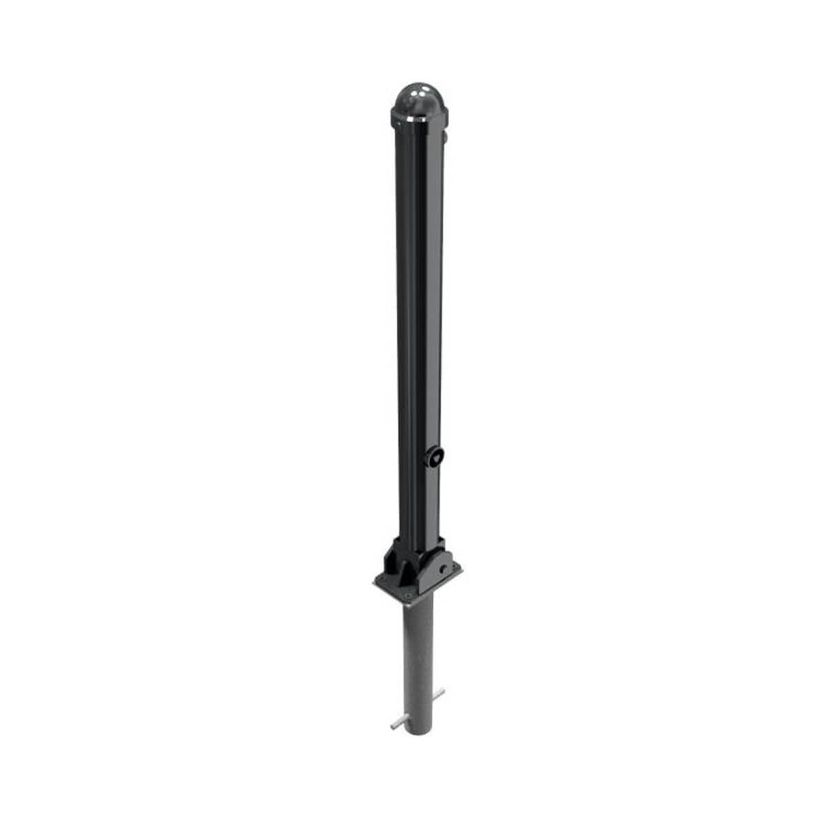 Absperr-Stilpfosten Ø 76 mm Serie 477 umlegbar mit Dreikantverschluss zum einbetonieren inkl. Bodenhülse Anthrazit RAL 7016