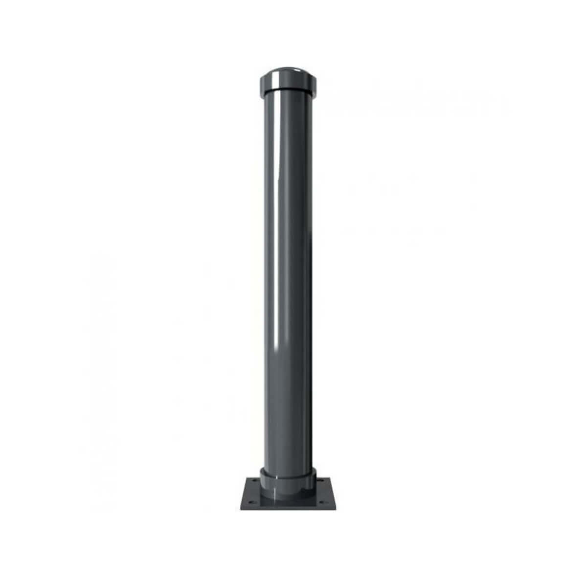 Absperr-Stilpfosten Ø 108 mm mit Zierringen Serie 497 ortsfest für Dübelbefestigung Anthrazit RAL 7016