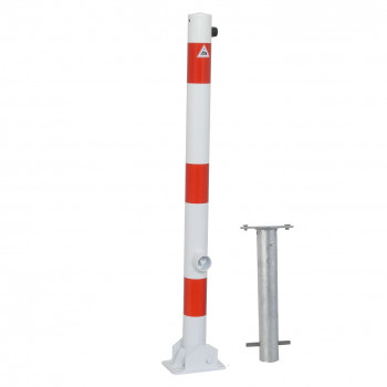 Absperrpfosten 60 mm Stahlrohr umlegbar Dreikant zum einbetonieren inkl. Bodenhülse