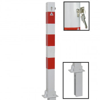 Absperrpfosten 70 x 70 mm Stahlrohr umlegbar und herausnehmbar mit Profilzylinderschloss inkl. Bodenhülse
