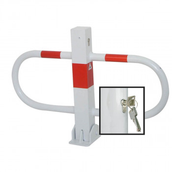 Parkplatzsperre 70 x 70 mm Stahlrohr Überflur 500 mm umlegbar mit Profilzylinderschloss 